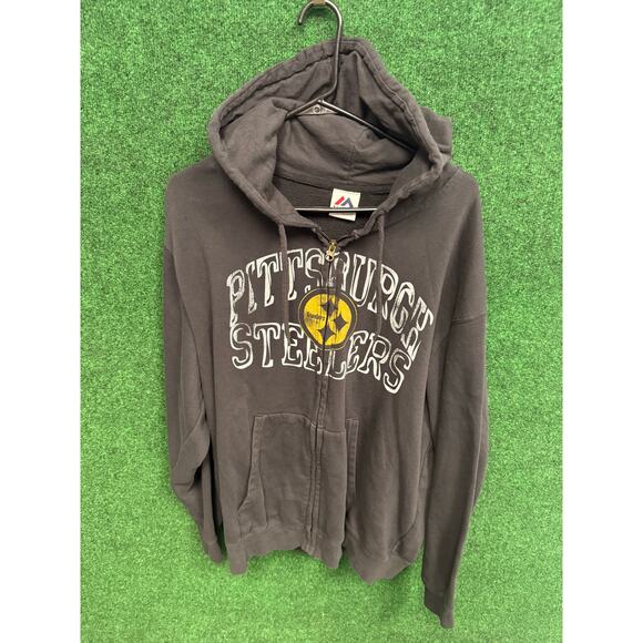 Pittsburgh Steelers Y2K Full Zip Hoodie Sweatshirt Sz XL Huge Graphic Unisex NFL - Picture 1 of 4
